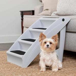 imagePetSafe CozyUp Folding Dog Stairs Portable IndoorOutdoor Pet Steps for Bed Couch ampamp Car Tan 20 InchGray