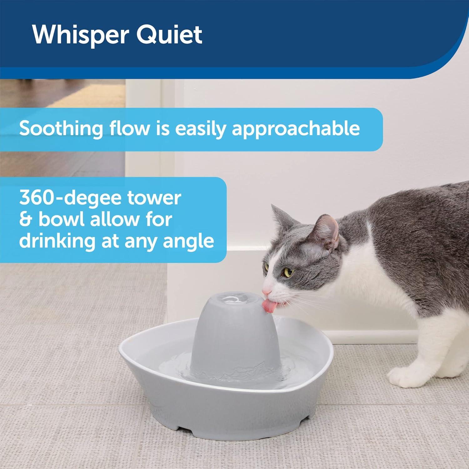 imagePetSafe Ceramic Pet Fountain  for Cats and Small Dogs  60 Oz Water Capacity  WhisperQuiet Water Flow  Great for Shy or Timid Pets  Fresh Filtered Water1 Count Pack of 1