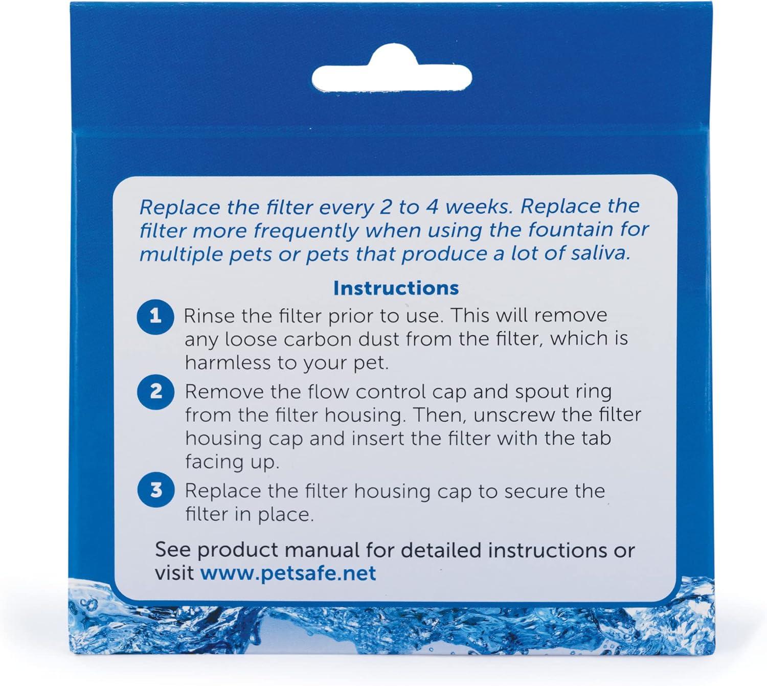 imagePetSafe Drinkwell 360 Fountain Carbon Filters  Supports Hydration  Coconut Shell Carbon  Clean Water Solution  Fits Drinkwell Stainless MultiPet ampamp Plastic 360 Fountains  3 PackPack of 12