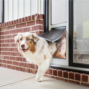 imagePetSafe Extreme Weather Sliding Glass Pet Door  Energy Efficient Entry for Dogs ampamp Cats  Triple Flap with Magnetic Seal  Durable Aluminum Frame  Easy Install  MediumeWhite