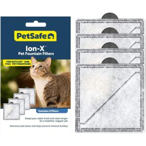 imagePetSafe IonX Cat and Dog Fountain Filters 4Pack Dual Filtration for Cleaner Water Replacement Filter for PetSafe Outlast Pumpless and Viva Pet Water FountainsOne Size
