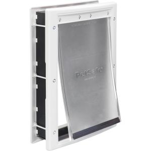 imagePetSafe Plastic Pet Door  Easy Install for Wood PVC Metal ampamp Paneled Doors  RustFree Plastic Frame  Flap Dimensions 8 14quot W x 12 14quot H  for Medium Dogs Weighing Up to 40 lbMedium Pack of 1