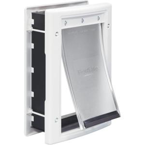 imagePetSafe Plastic Pet Door  Easy Install for Wood PVC Metal ampamp Paneled Doors  RustFree Plastic Frame  Flap Dimensions 8 14quot W x 12 14quot H  for Medium Dogs Weighing Up to 40 lbSmall