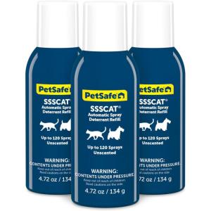 imagePetSafe SSSCAT Automatic Spray Pet Deterrent  Contactless Behavior Correction  Motion Sensor Air Burst  Odorless  NonStaining  Versatile Placement SprayReplacement Can  3Pack