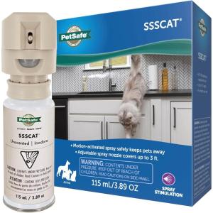 imagePetSafe SSSCAT Automatic Spray Pet Deterrent  Contactless Behavior Correction  Motion Sensor Air Burst  Odorless  NonStaining  Versatile Placement SpraySSSCAT Spray System  First Generation