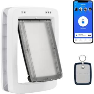 imagePetSafe SmartDoor AppControlled Pet Door Large Made for Multiple Pets Selective Entry and Exit Control Through Your Phone Smart Dog Door WiFi Enabled White  LargeSmartDoor
