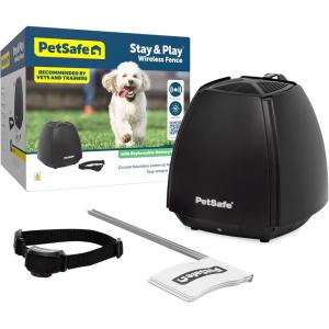 imagePetSafe Stay ampamp Play Wireless Fence with Replaceable Battery Collar  from Parent Company of Invisible Fence Brand  Circular Boundary Covers Up to 34 AcreWireless Fence Kit